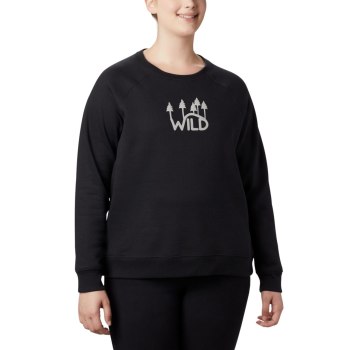 Columbia Sweater Dames, Hart Mountain Long Sleeve Graphic Crew Plus Size Zwart, 14VWHQMEG